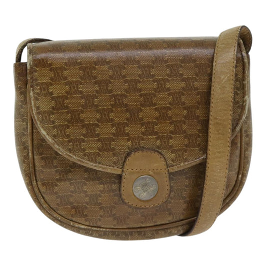 Celine CELINE Macadam Canvas Shoulder Bag PVC Beige Authentic bs18108