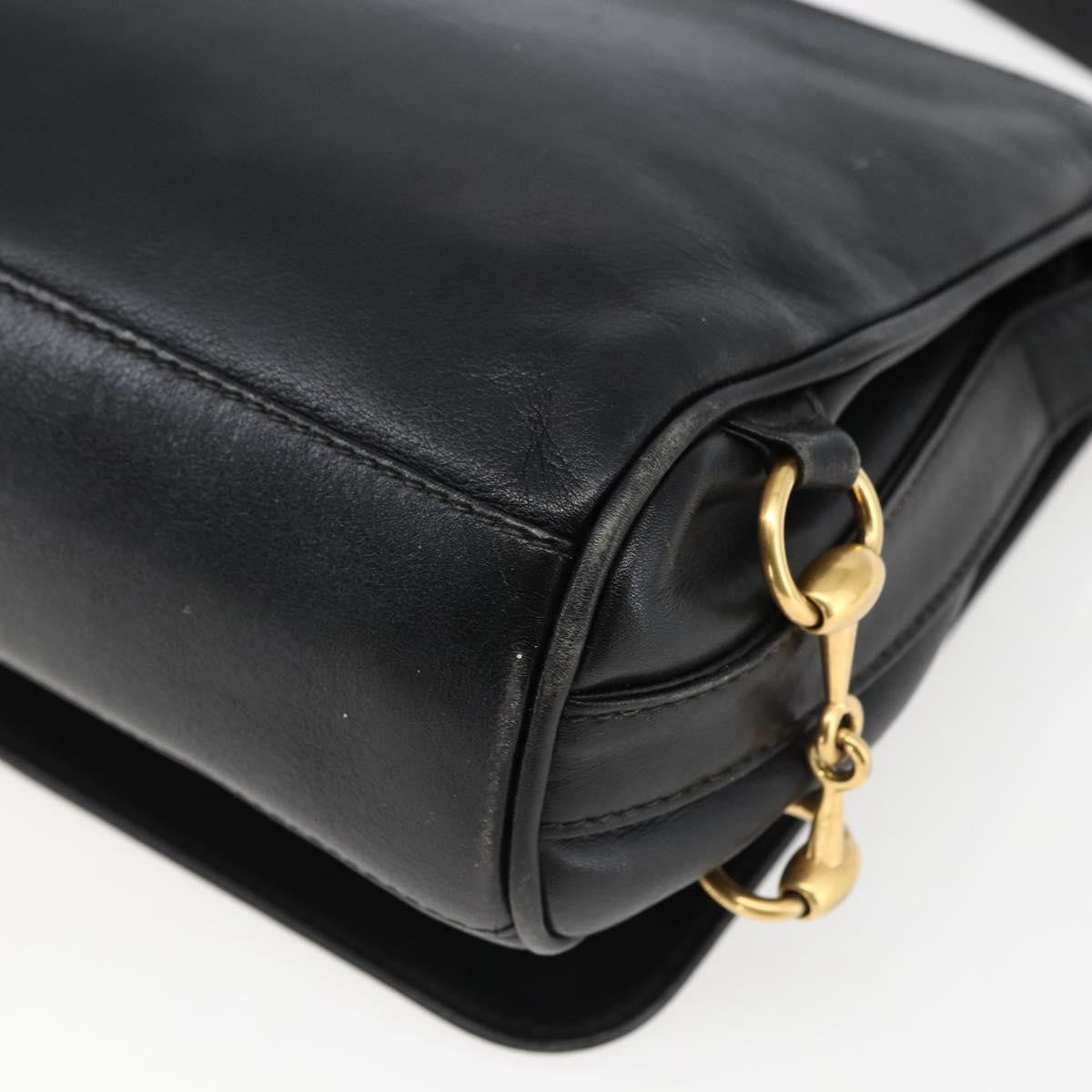 Gucci GUCCI Shoulder Bag Leather Black Silver 001 2214 Authentic ep13226