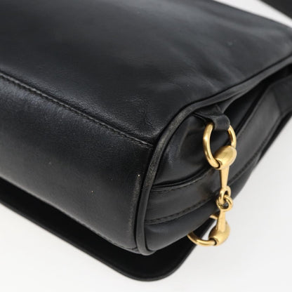 Gucci GUCCI Shoulder Bag Leather Black Silver 001 2214 Authentic ep13226