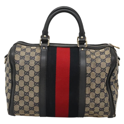 Gucci GUCCI GG Canvas Sherry Line Hand Bag PVC Navy Gold 247205 Authentic 131724