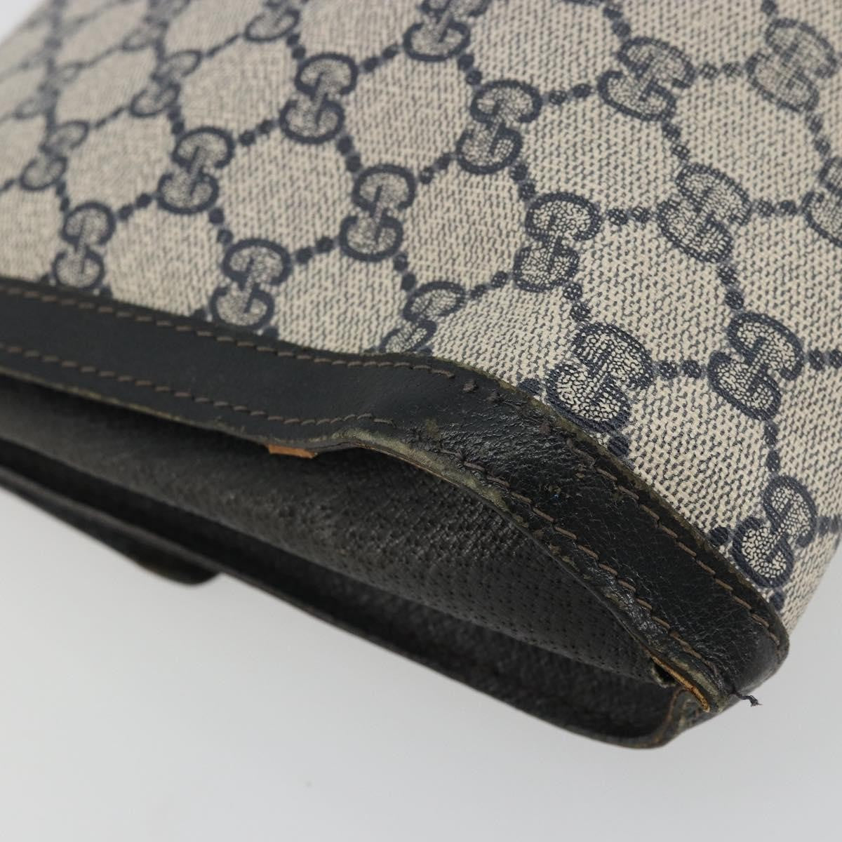 Gucci GUCCI GG Supreme Sherry Line Clutch Bag PVC Navy Gold 41 014 3087 Authentic YKZ1523