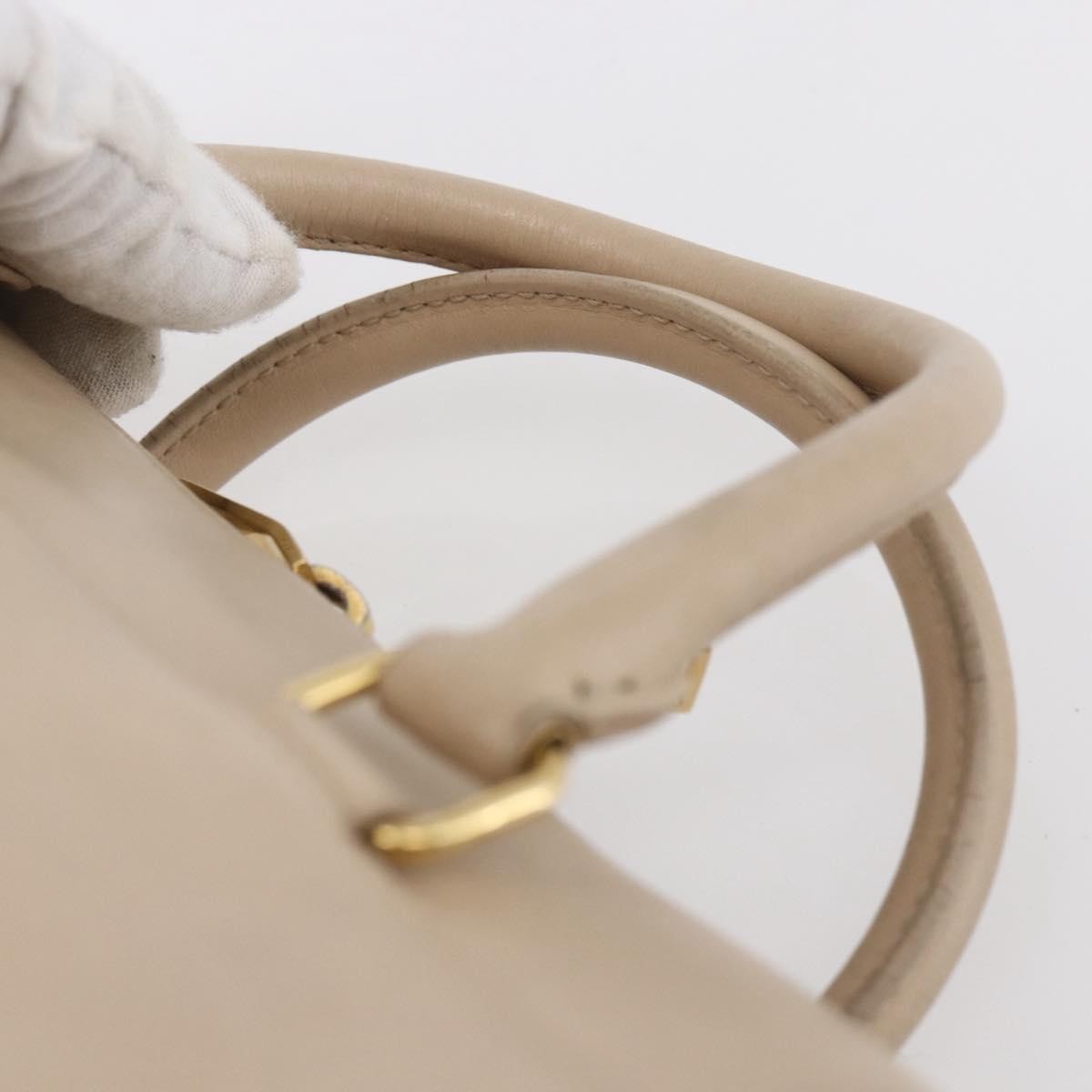 Saint Laurent SAINT LAURENT Mini Boston Bag Leather 2way Beige Gold Authentic bs30083