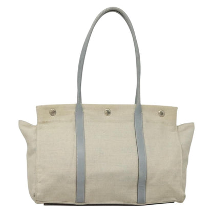 Prada PRADA Tote Bag Canvas Beige Silver Authentic 133386