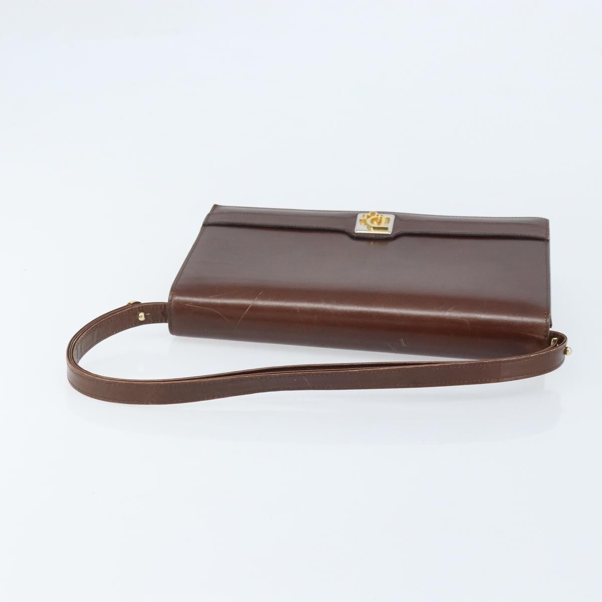 Dior Christian Dior Shoulder Bag Leather Brown Gold Authentic mr2273