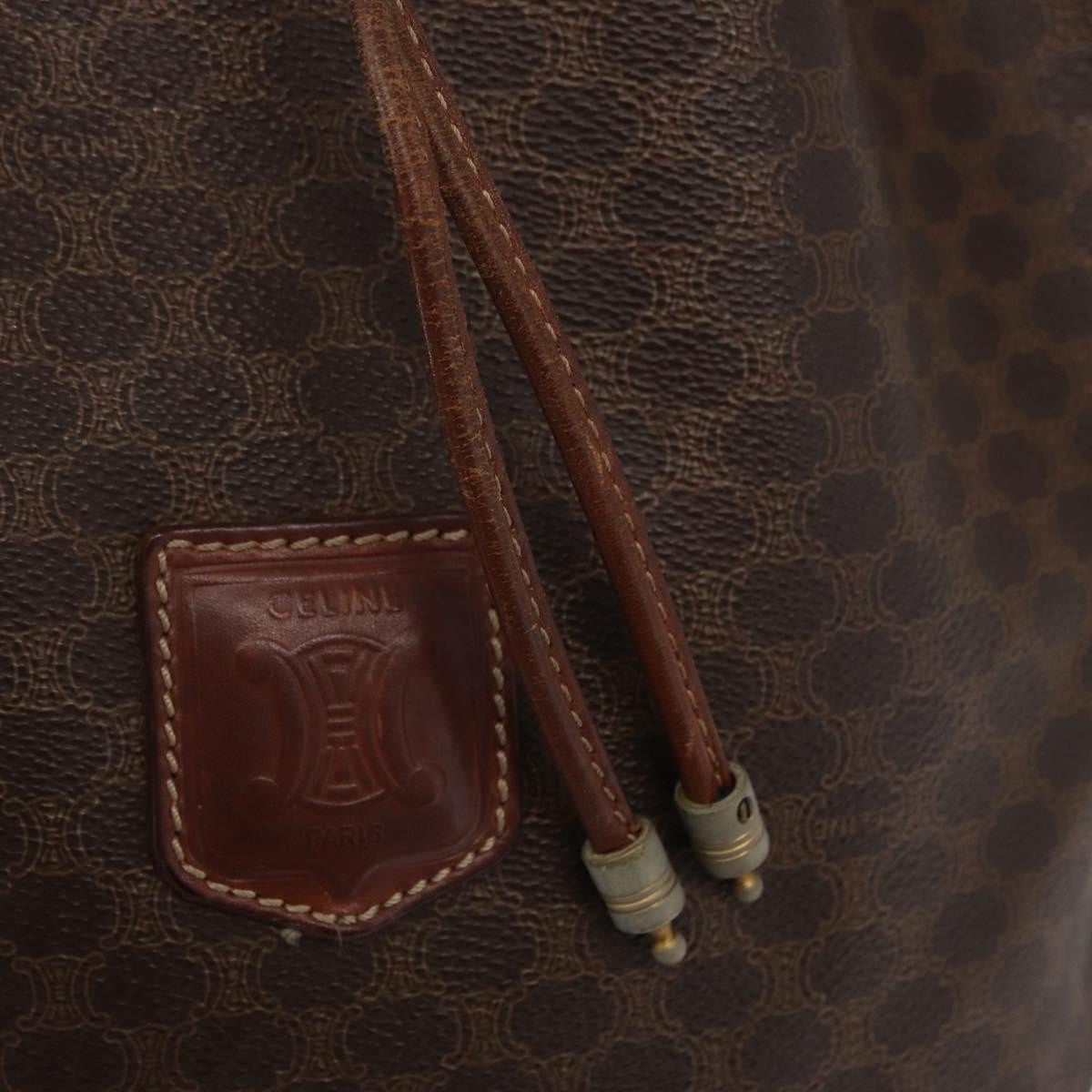 Celine CELINE Macadam Canvas Shoulder Bag PVC Leather Brown Gold Authentic 162040