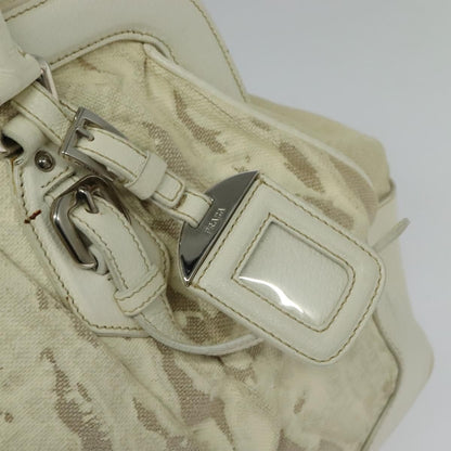 Prada PRADA Shoulder Bag Canvas Silver White Authentic fm4672