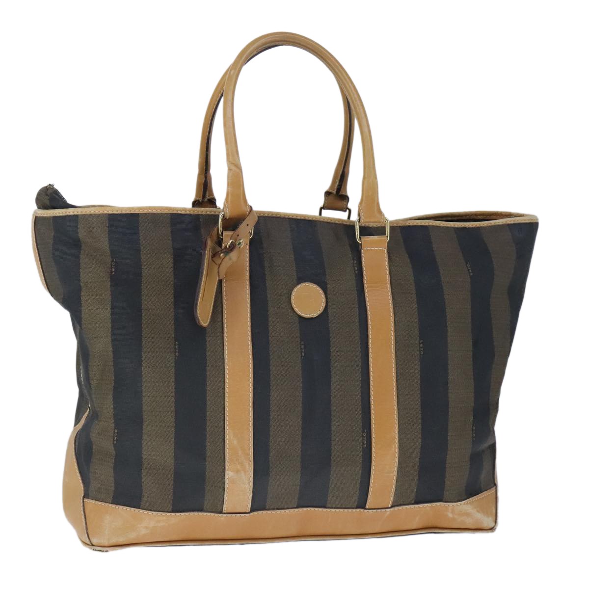 Fendi FENDI Pecan Canvas Boston Bag Coated Canvas Khaki Brown Authentic ti2355