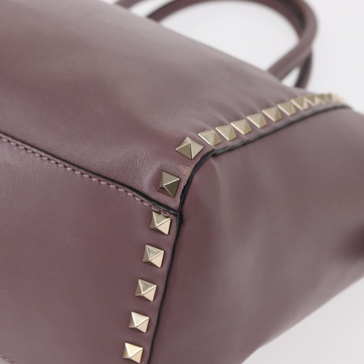 Valentino VALENTINO Studs Hand Bag Leather 2way Purple Gold Authentic gh1289