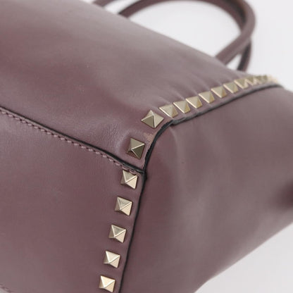 Valentino VALENTINO Studs Hand Bag Leather 2way Purple Gold Authentic gh1289