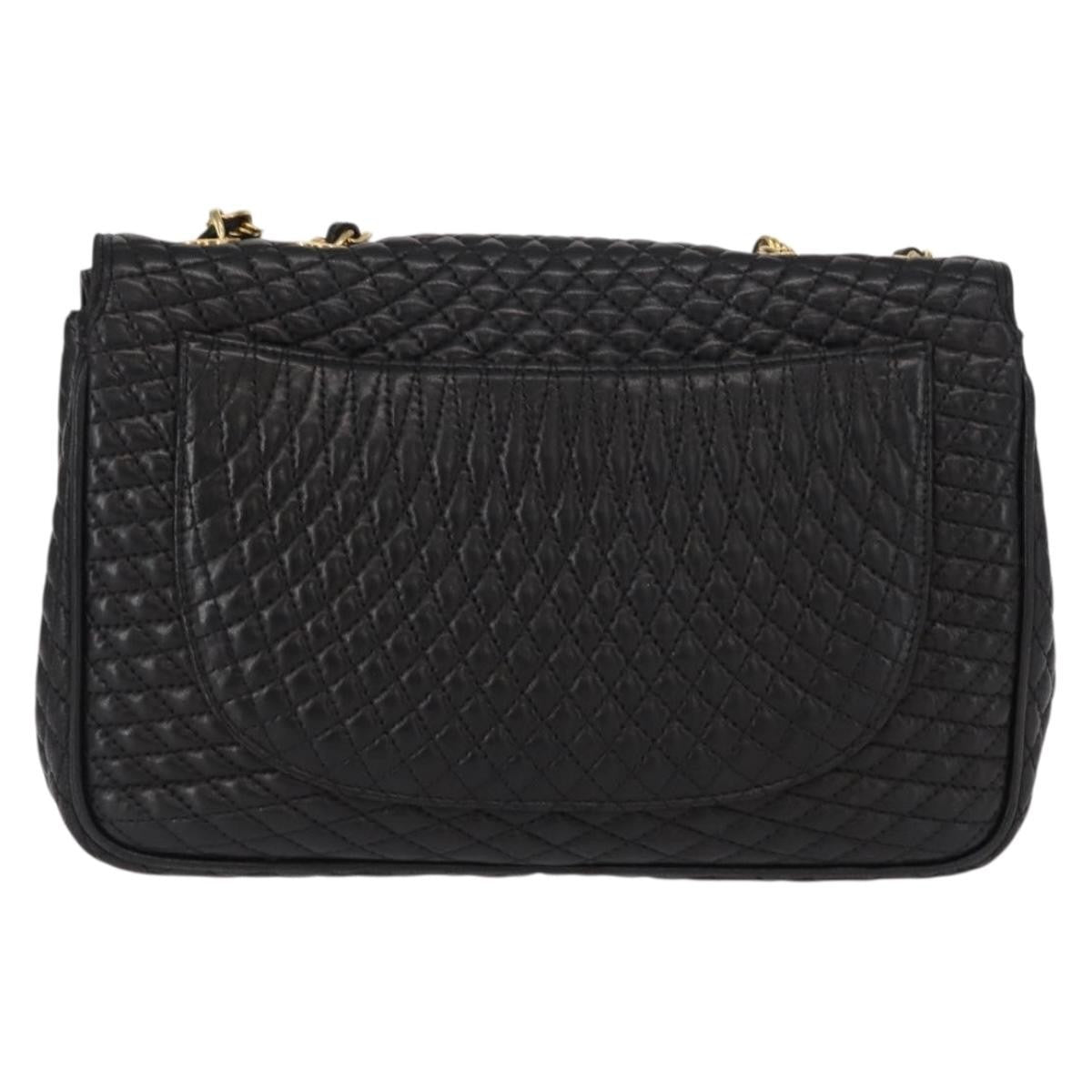 BALLY BALLY Chain Shoulder Bag Leather Black Gold Authentic 157788