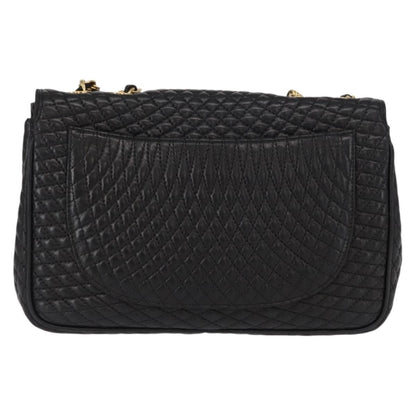 BALLY BALLY Chain Shoulder Bag Leather Black Gold Authentic 157788