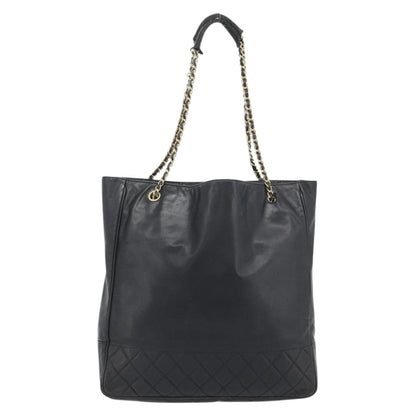 Chanel CHANEL Matelasse Chain Tote Bag Leather Black Gold CC Authentic BA13071
