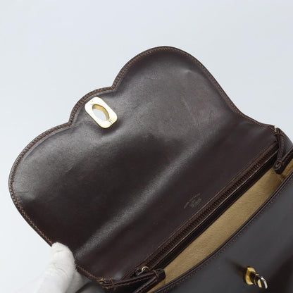 Gucci GUCCI Hand Bag Leather Brown Gold Authentic BAZ167