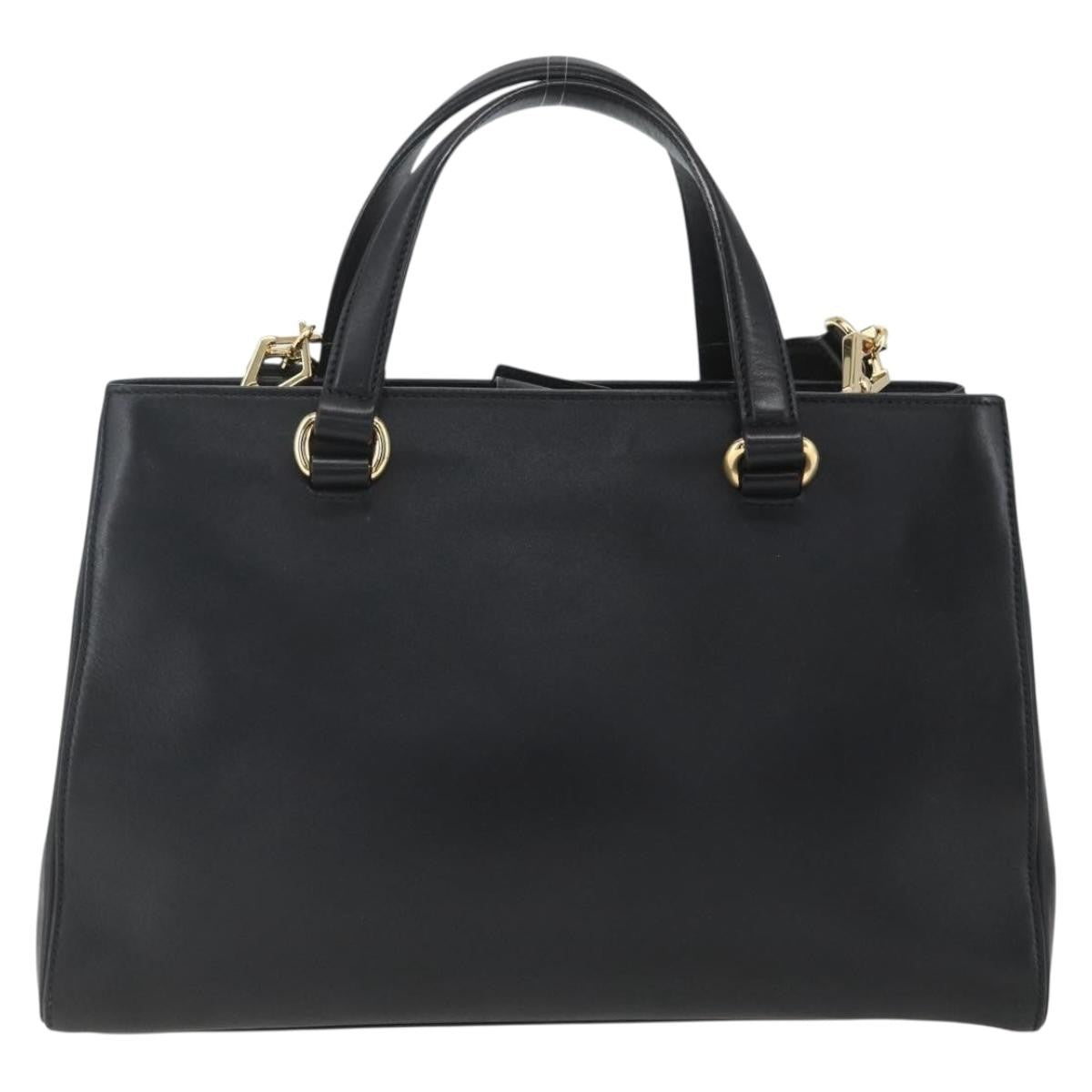 Gucci GUCCI Web Sherry Line Silvi Tote Bag Leather 2way Black Gold 453790 Authentic ki6344
