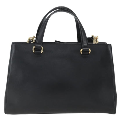 Gucci GUCCI Web Sherry Line Silvi Tote Bag Leather 2way Black Gold 453790 Authentic ki6344