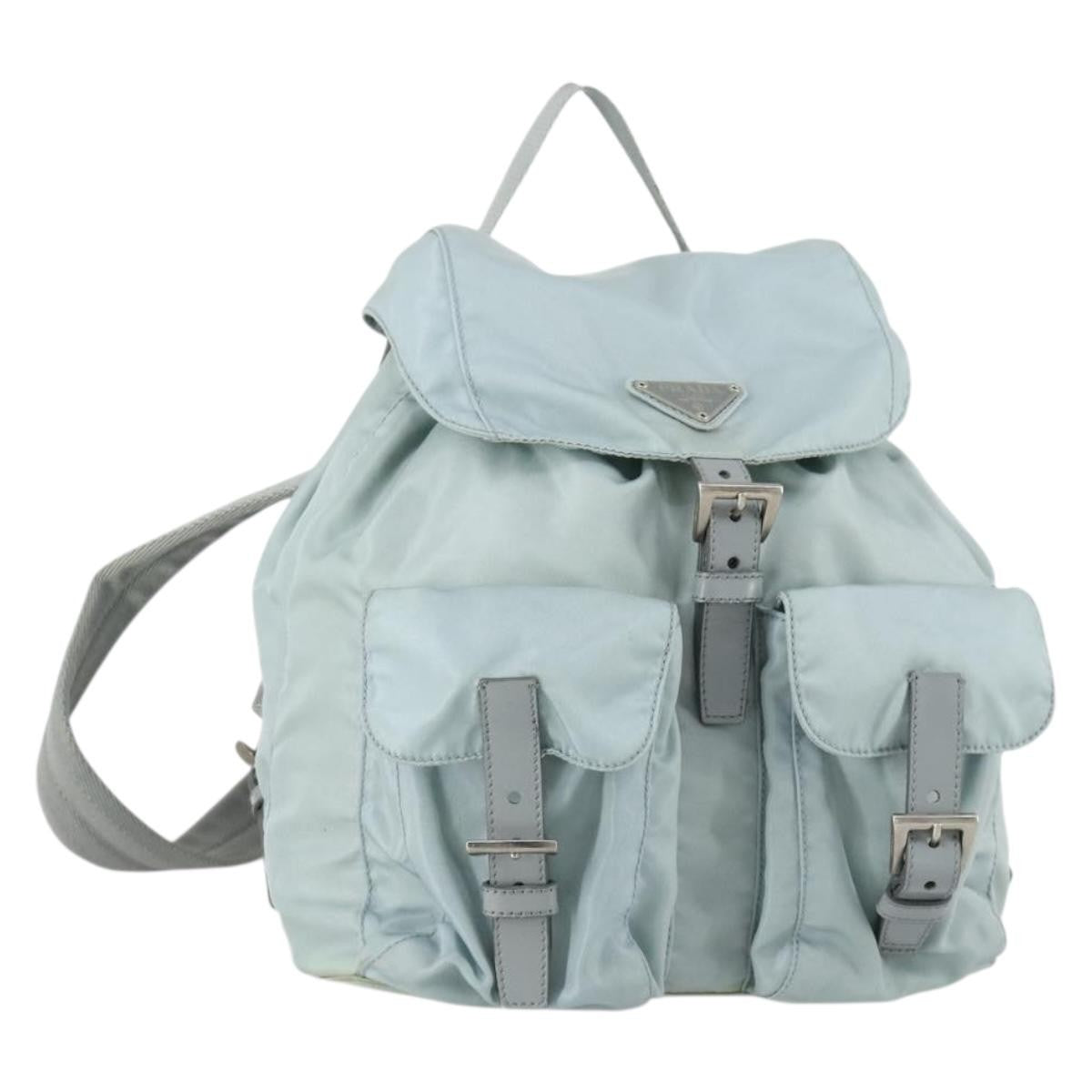 Prada PRADA Backpack Nylon Light Blue Silver Authentic BA9058 Bag