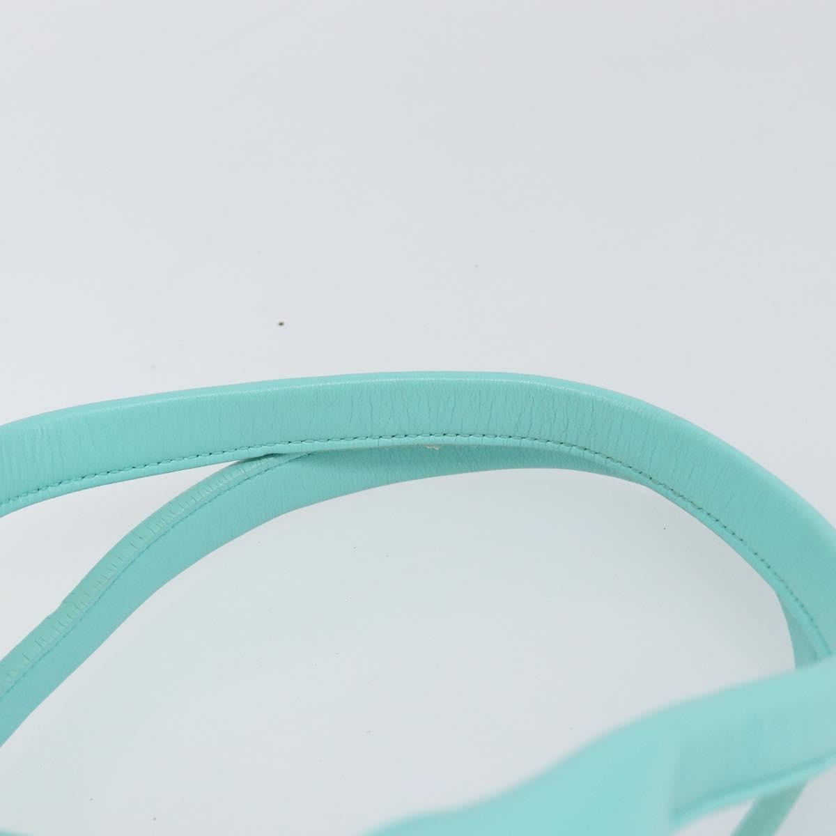 Salvatore Ferragamo Salvatore Ferragamo Gancini Hand Bag Leather Turquoise Blue Gold Authentic 150296