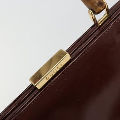 Gucci GUCCI Bamboo Hand Bag Patent leather Brown Gold 000 781 0295 Authentic 175307
