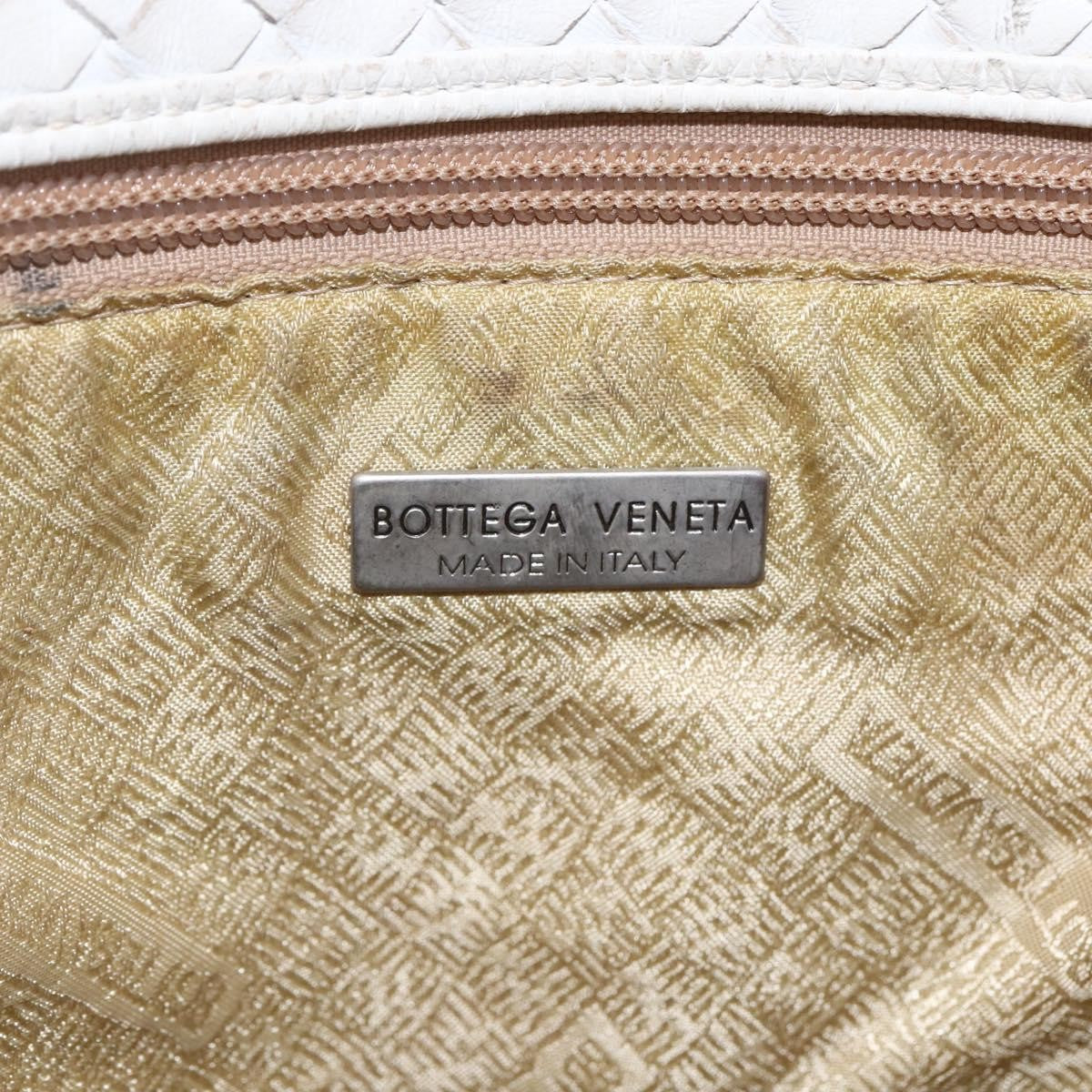 BOTTEGAVENETA BOTTEGAVENETA BOTTEGA VENETA INTRECCIATO Shoulder Bag Leather White Silver Authentic bs30958