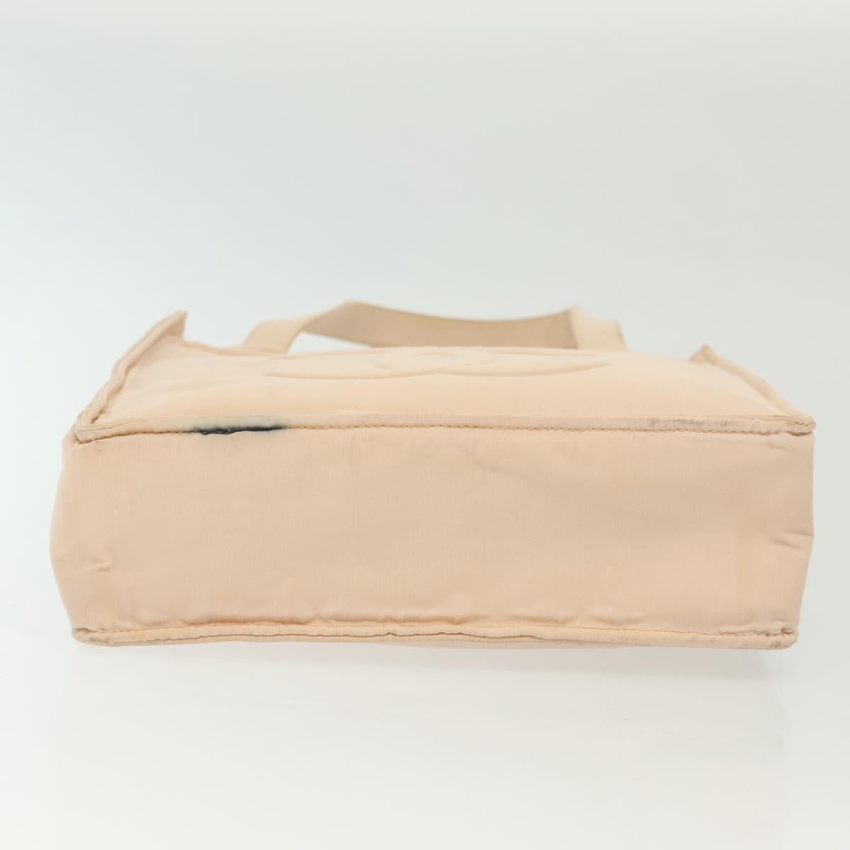 Chanel CHANEL COCO Mark Hand Bag Nylon Beige Gold CC Authentic 141982