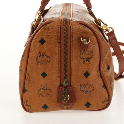 MCM MCM Logogram Vicetos Hand Bag PVC Leather 2way Brown Gold Authentic 158823