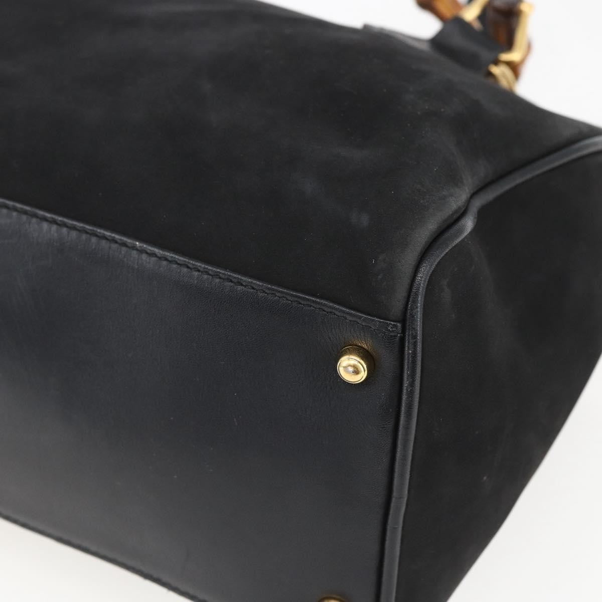 Gucci GUCCI Bamboo Hand Bag Suede 2way Black Gold 000 3444 0294 Authentic 161026