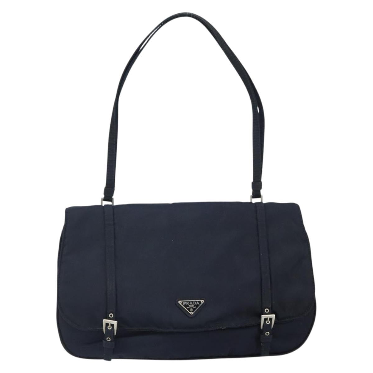 Prada PRADA Shoulder Bag Nylon Navy Silver Authentic 162420