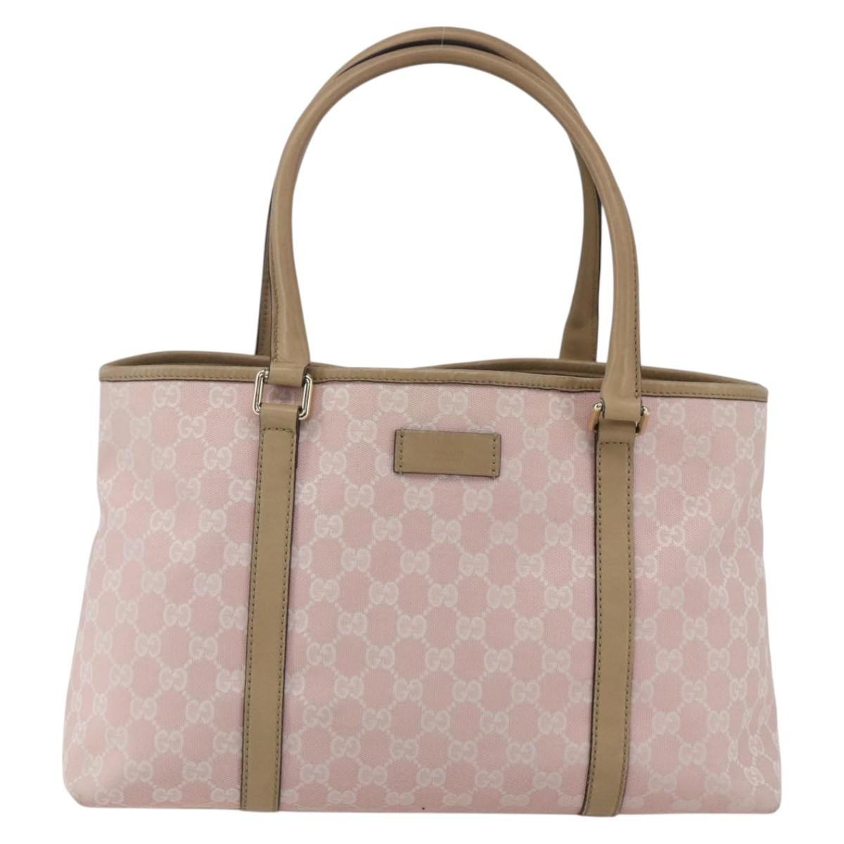 Gucci GUCCI GG Canvas Tote Bag Pink Gold Authentic 158451