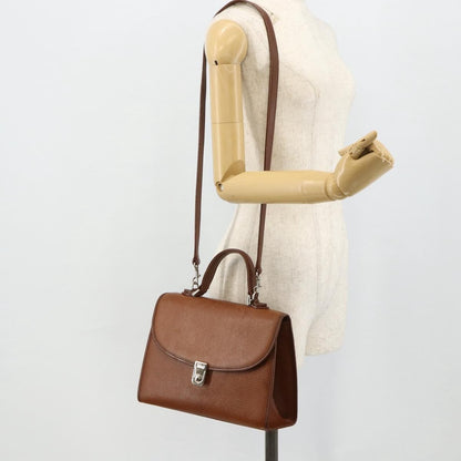 Burberrys Burberrys Hand Bag Leather 2way Brown Gold Authentic 178273