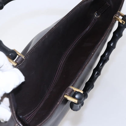 Gucci GUCCI Bamboo Hand Bag Leather Dark Brown Gold 002 1998 0507 Authentic ep11424