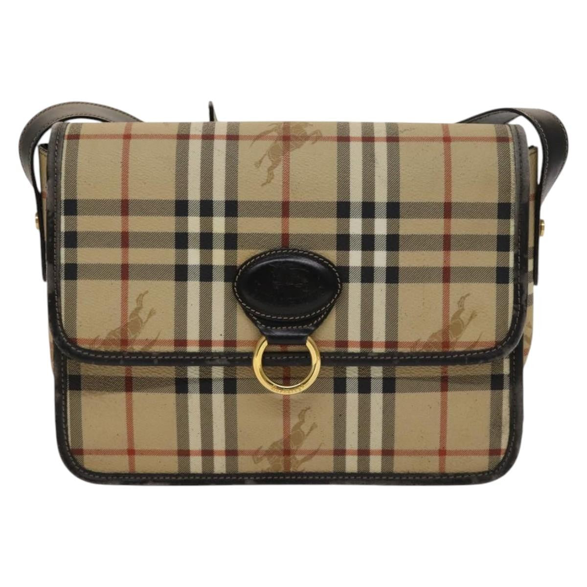 Burberrys Burberrys BURBERRY Nova Check Shoulder Bag PVC Beige Gold Authentic 136729
