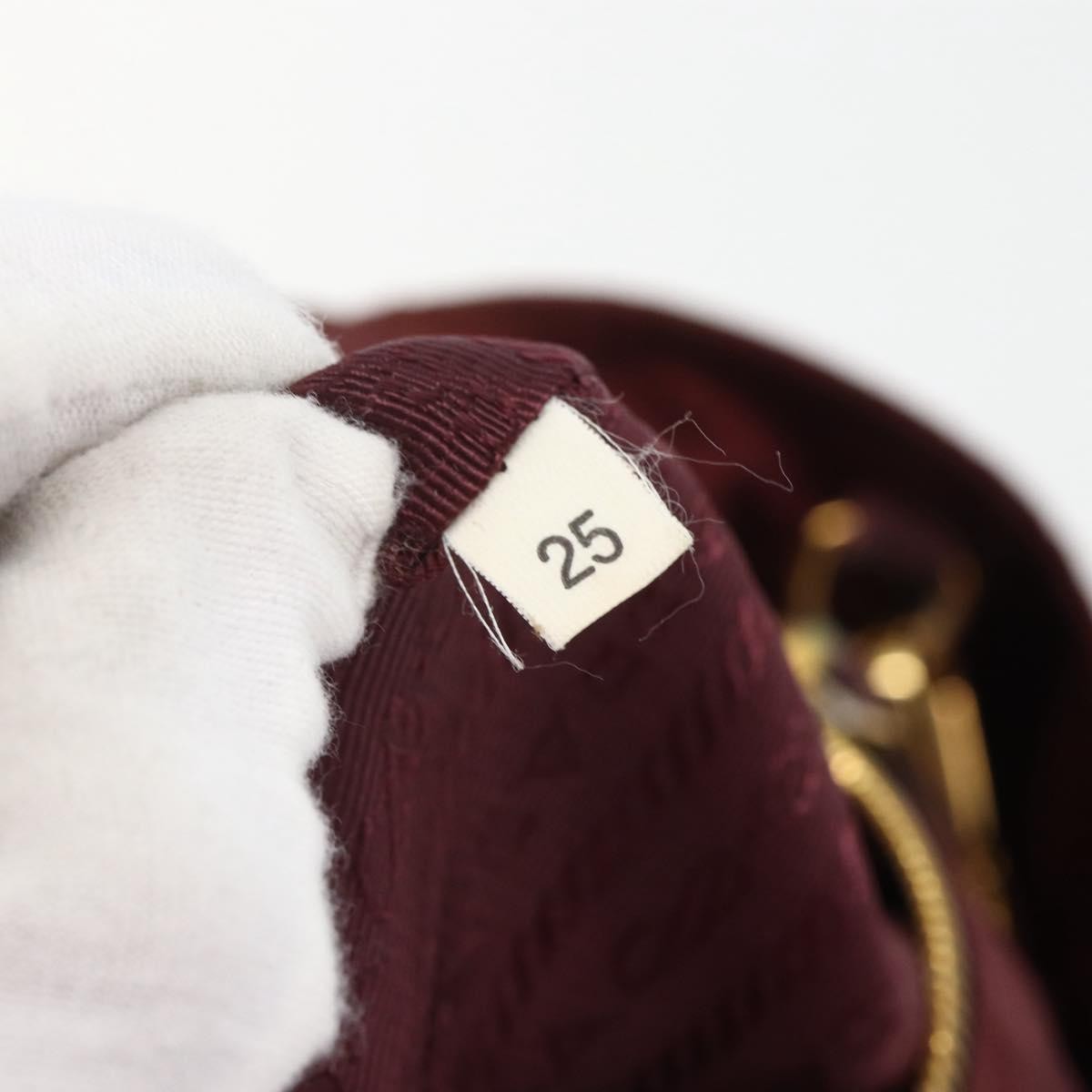 Prada PRADA Hand Bag Nylon 2way Bordeaux Gold Authentic 163074