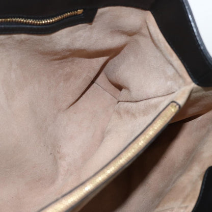 Gucci GUCCI Web Sherry Line Silvi Tote Bag Leather 2way Black Gold 453790 Authentic ki6344