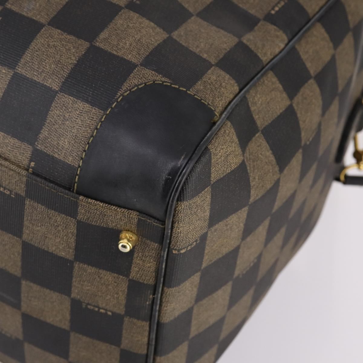 Fendi FENDI Pecan Canvas Boston Bag PVC 2way Black Brown Authentic 141408
