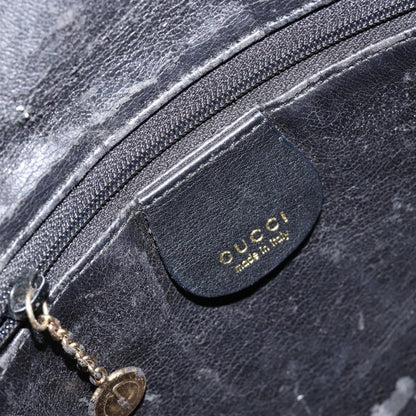 Gucci GUCCI Bamboo Hand Bag Leather Black Gold 001 0166 1638 Authentic 150344