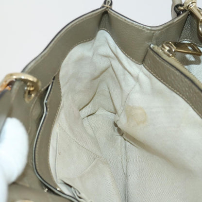 Gucci GUCCI Bamboo Hand Bag Leather 2way Beige Gold 323660 Authentic ka1163