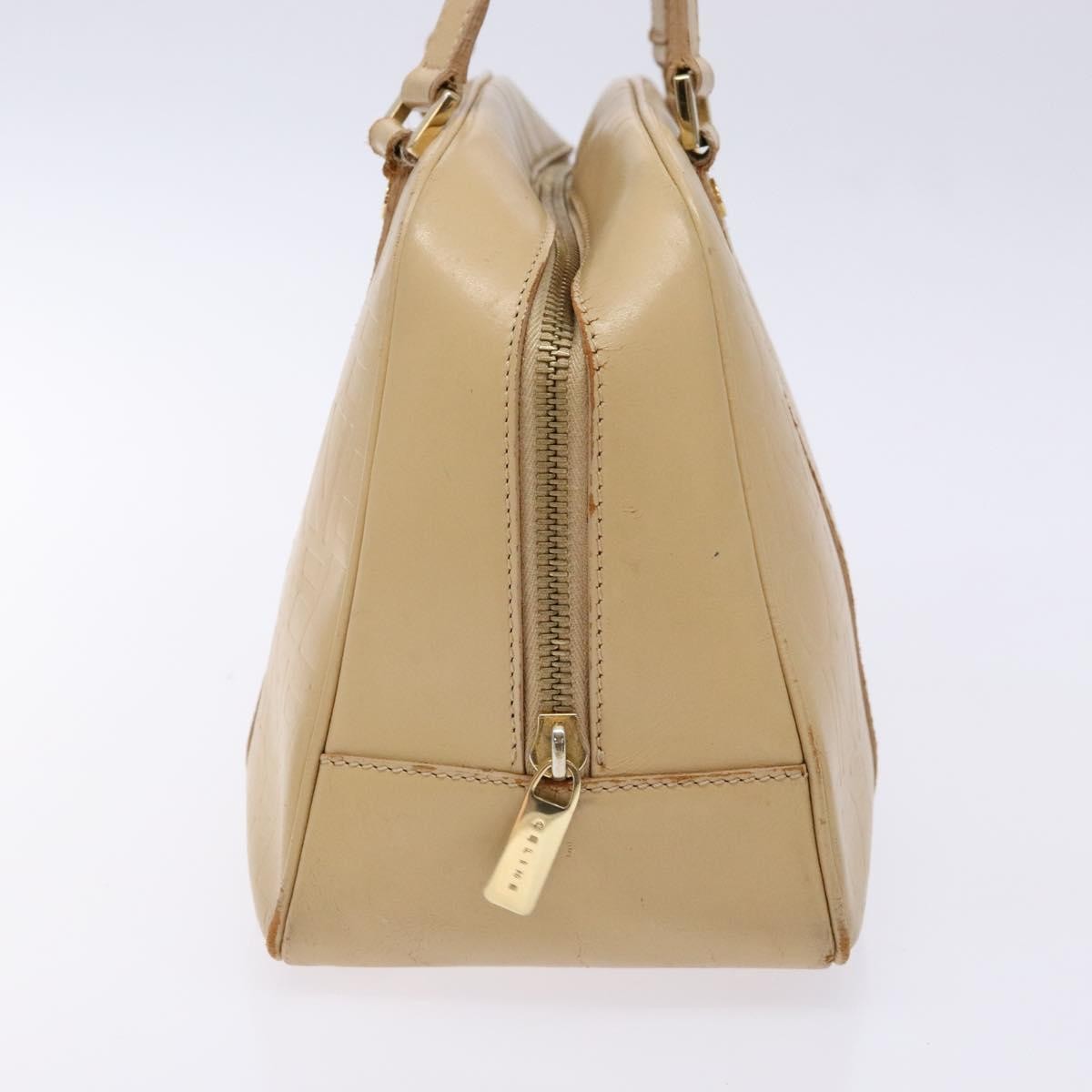 Celine CELINE Hand Bag Leather Beige Gold Authentic bs28305