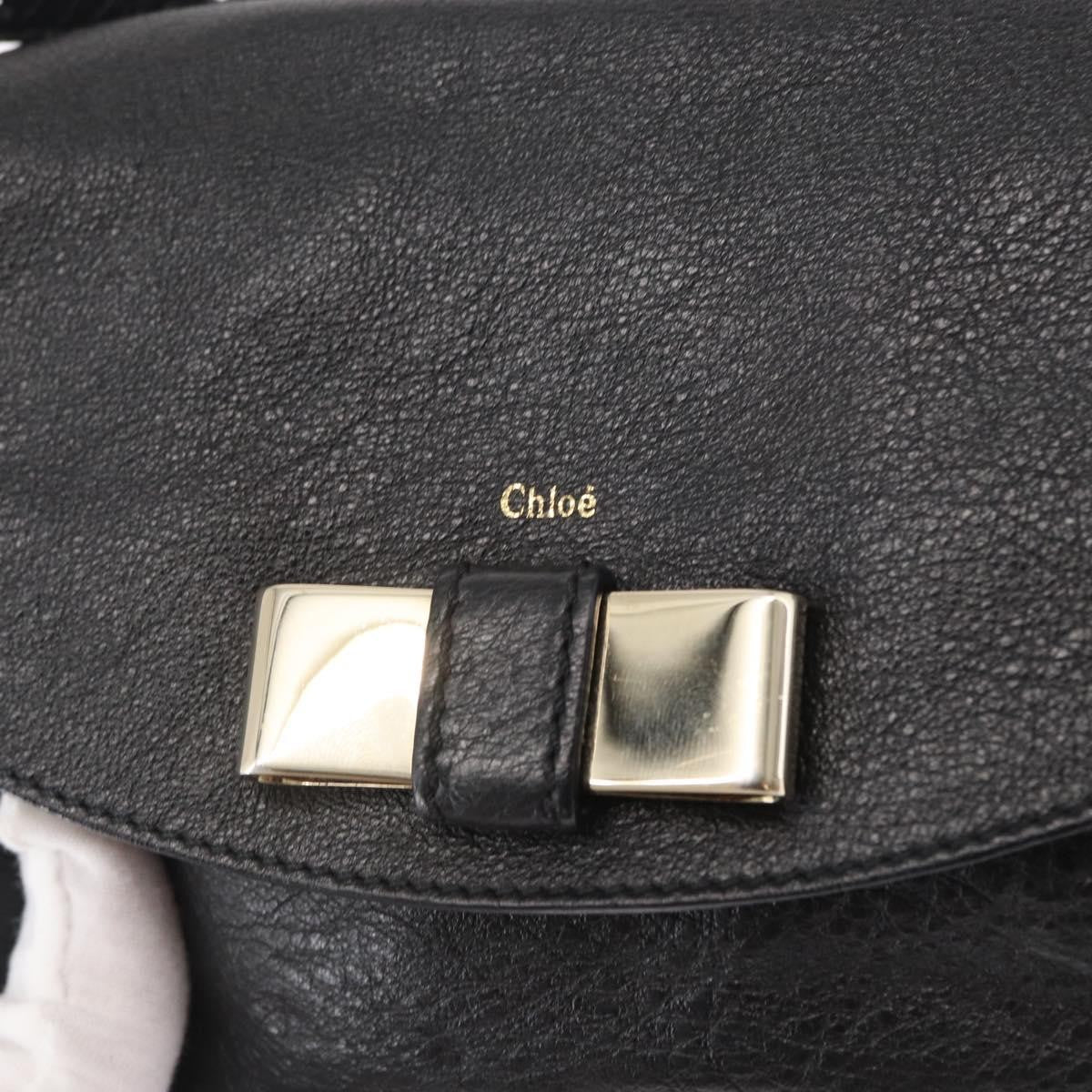 Chloé Chloé Chloe Lily Hand Bag Leather 2way Black Gold Authentic BA8650