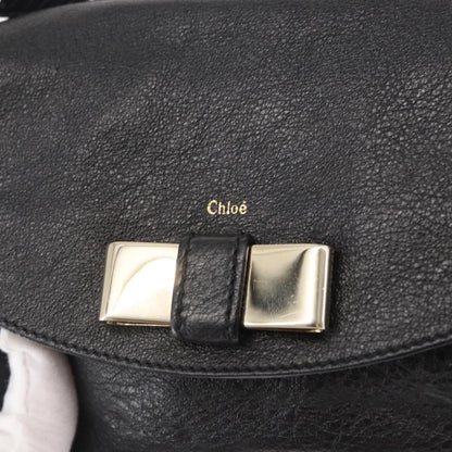 Chloé Chloé Chloe Lily Hand Bag Leather 2way Black Gold Authentic BA8650