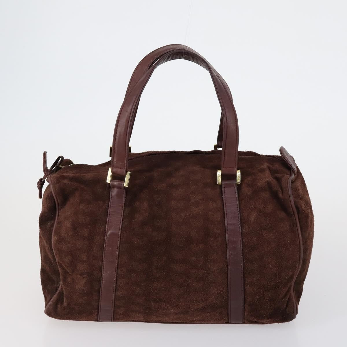 Dior Christian Dior BOTTEGA VENETA Hand Bag Suede PVC 2 Set Brown Gold Authentic bs30859