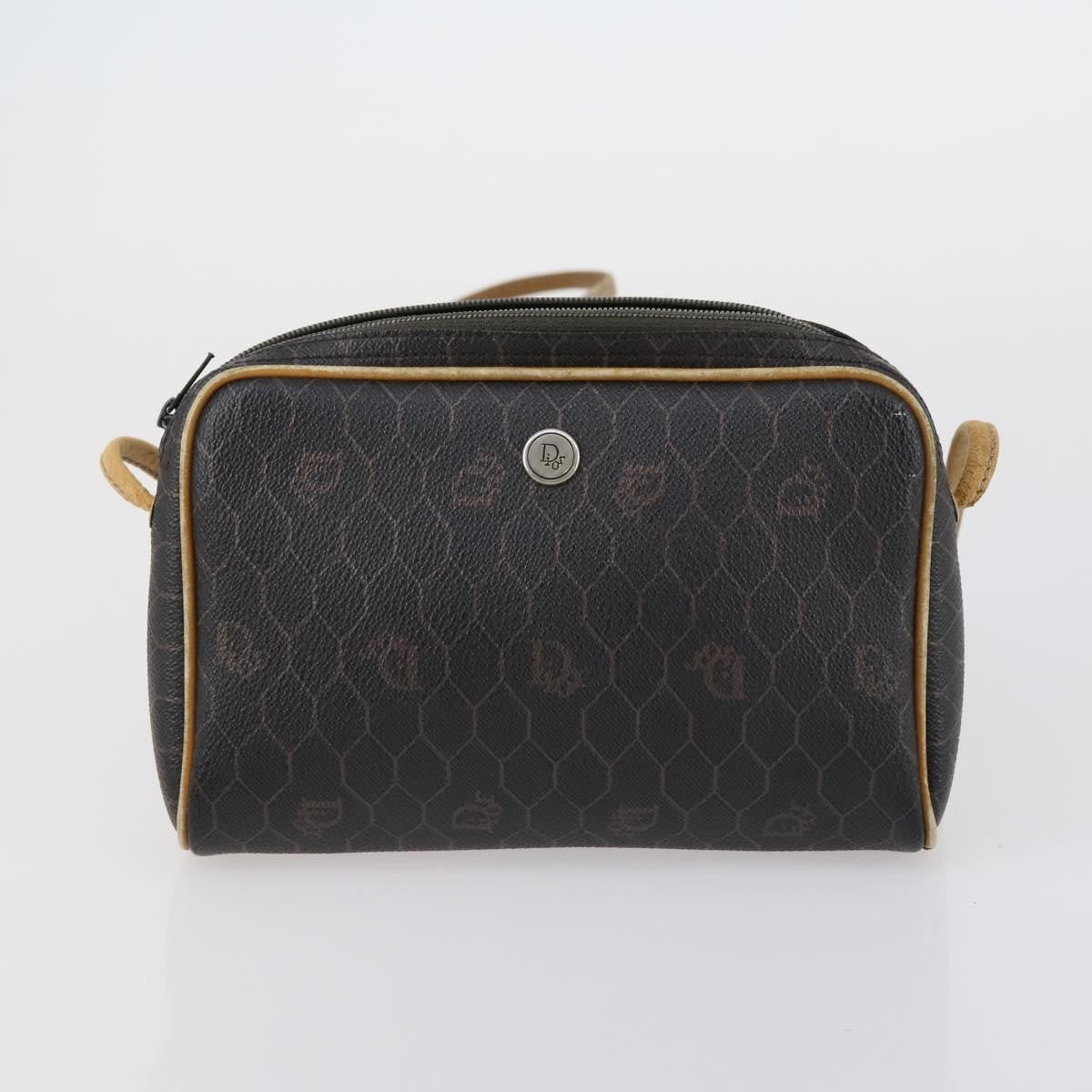 Dior Christian Dior BOTTEGA VENETA Hand Bag Suede PVC 2 Set Brown Gold Authentic bs30859