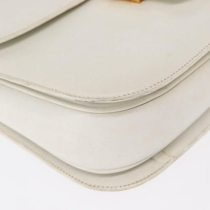 Celine CELINE Shoulder Bag Leather White Gold Authentic yk19773