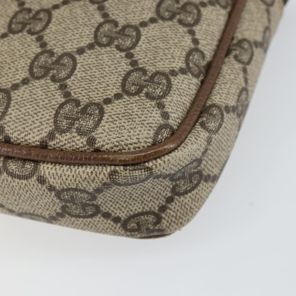Gucci GUCCI GG Supreme Shoulder Bag PVC Beige Gold Authentic BA6562