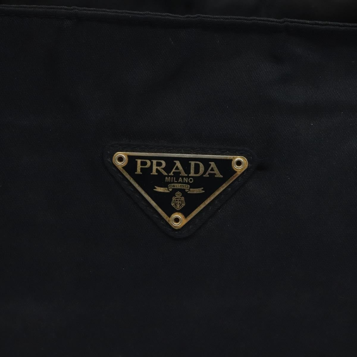 Prada PRADA Hand Bag Nylon Black Gold Authentic 127868