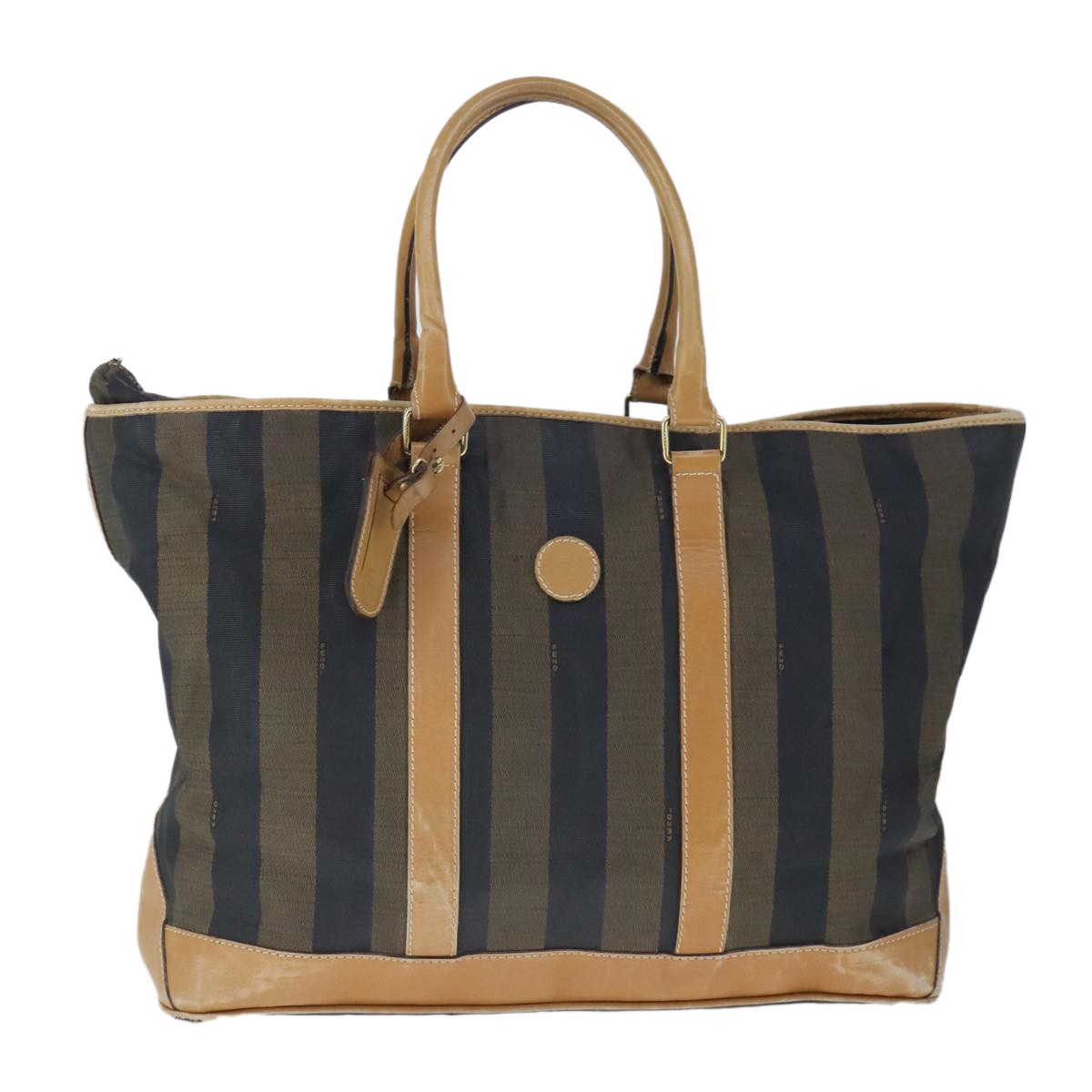 Fendi FENDI Pecan Canvas Boston Bag Coated Canvas Khaki Brown Authentic ti2355