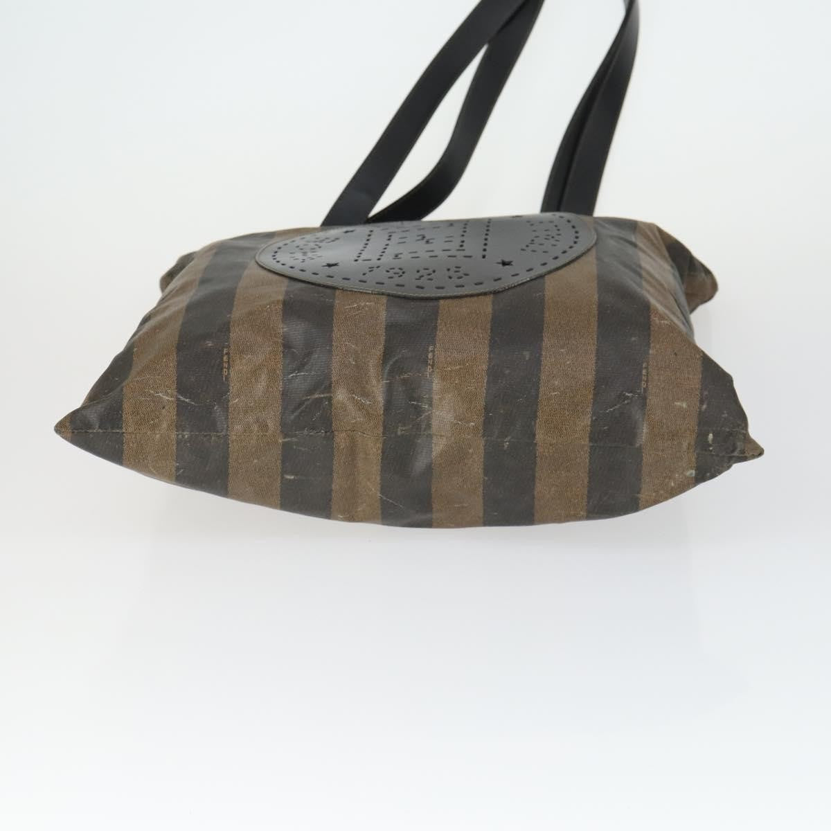 Fendi FENDI Pecan Canvas Zucca Canvas Hand Bag Leather 3 Set Brown Black Authentic 165122