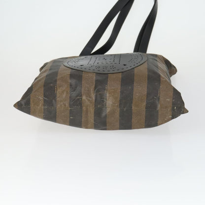 Fendi FENDI Pecan Canvas Zucca Canvas Hand Bag Leather 3 Set Brown Black Authentic 165122