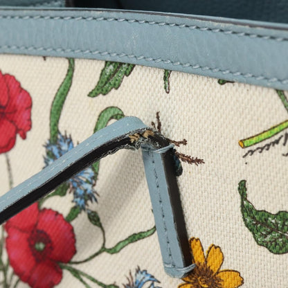 Gucci GUCCI Bamboo Flora Tote Bag Canvas Multicolor Gold 358470 Authentic hk3538