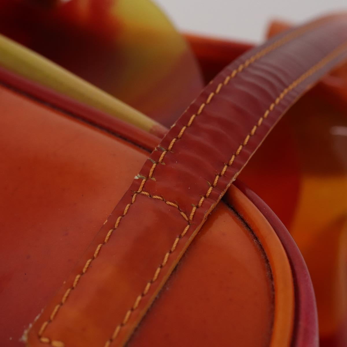 Dior Christian Dior Hand Bag Vinyl Orange Authentic 177521