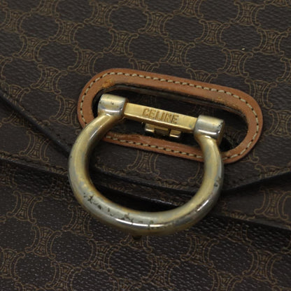 Celine CELINE Macadam Canvas Hand Bag PVC Brown Authentic 76088